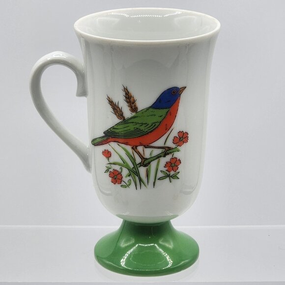 Vintage Fred Roberts Bird Mugs Footed Coffee Tea Cups Set of 5 Japan MCM - Picture 5 of 16